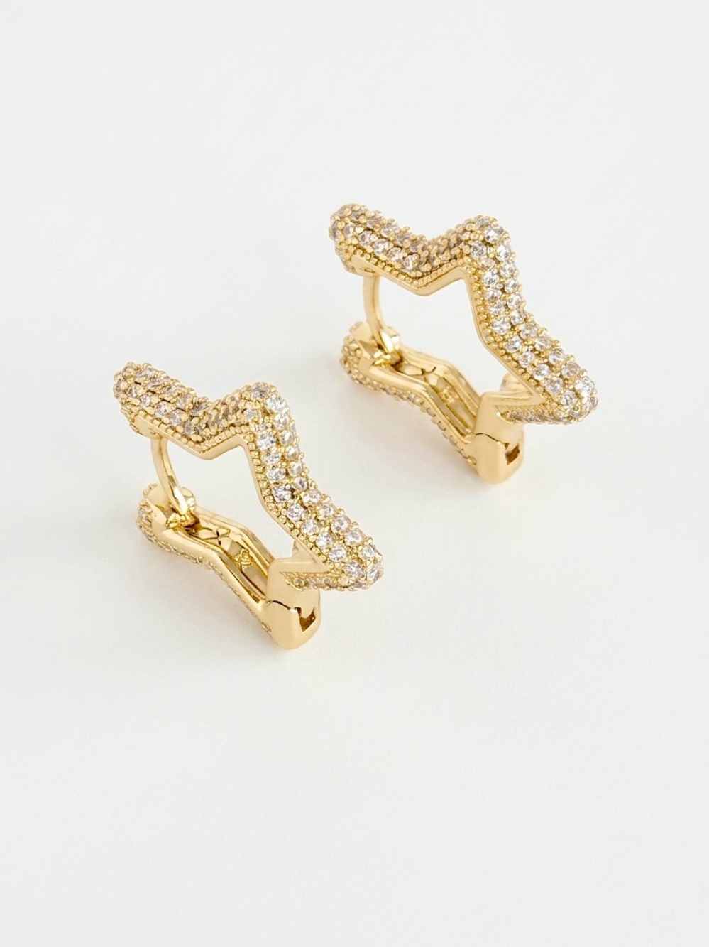 14K Gold Plated Star Pavé CZ Huggie Earrings | Celestial Dainty Jewelry